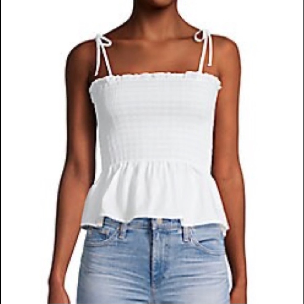 Chic White Smocked Camisole Top